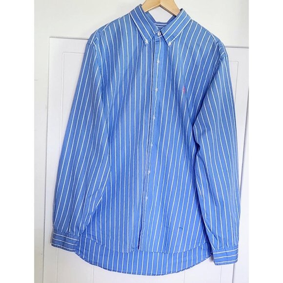 Mens Ralph Lauren Blue Label Striped Dress Shirt Size XL - Picture 3 of 7